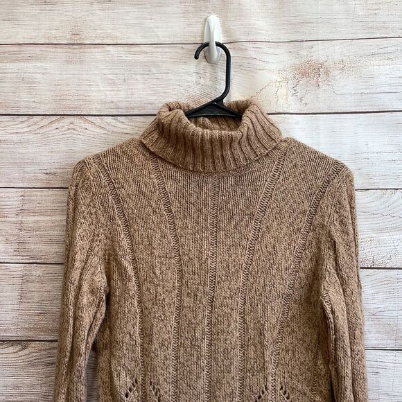 EXPRESS WOOL BLEND TURTLENECK SWEATER IN TAN - Picture 2 of 5
